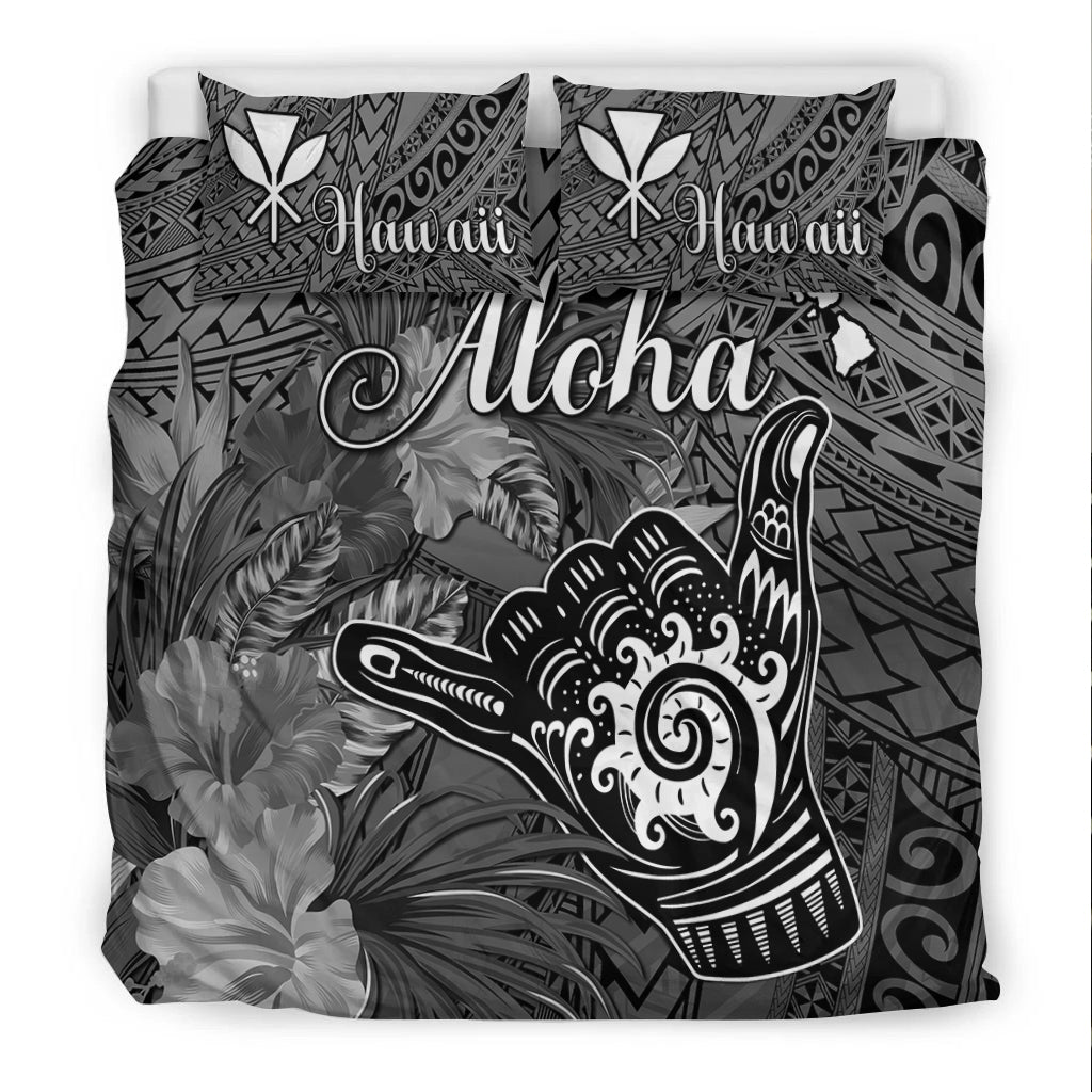 The Shaka Hawaii Bedding Set Tropical Flowers Gray Version LT13 - Polynesian Pride