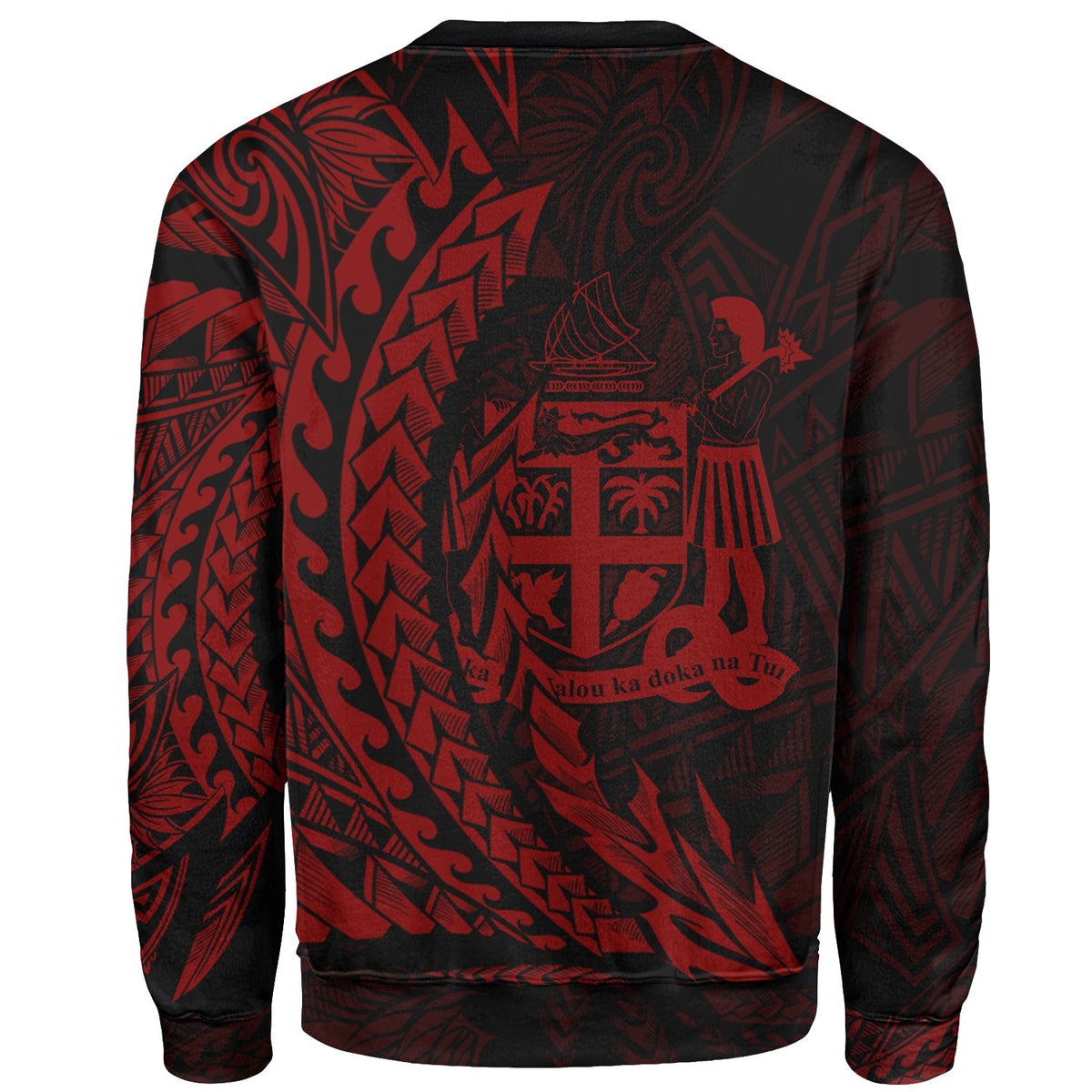 Fiji Custom Personalised Sweatshirt - Wings Style Red Color - Polynesian Pride