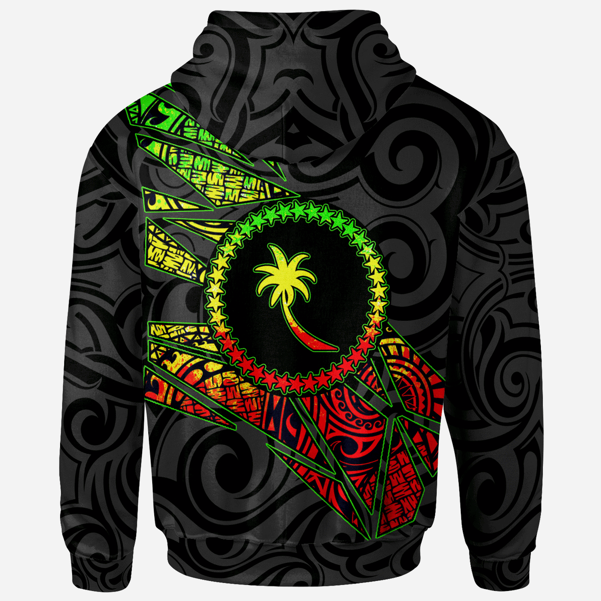 Chuuk States All Over Zip up Hoodie Reggae Color Broken Style - Polynesian Pride