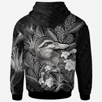 Tonga Hoodie Custom Pacific Black Duck With Tropical Flowers - Polynesian Pride