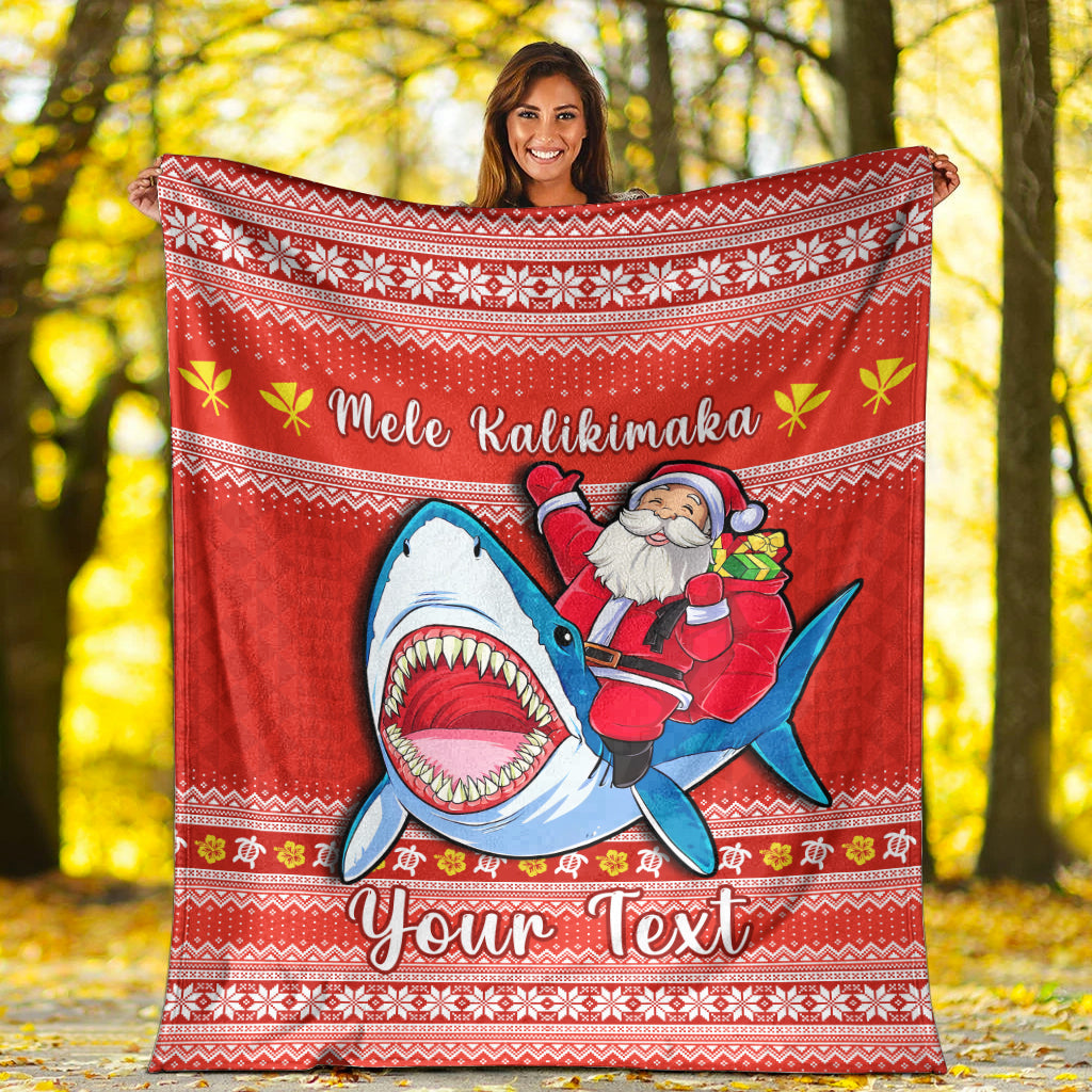 (Custom Personalised) Hawaii Christmas Premium Blanket Santa Shark Mele Kalikimaka Tribal LT14 - Polynesian Pride