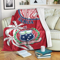 Samoa Premium Blanket Samoan Coat Of Arms With Coconut Red Style LT14 - Polynesian Pride