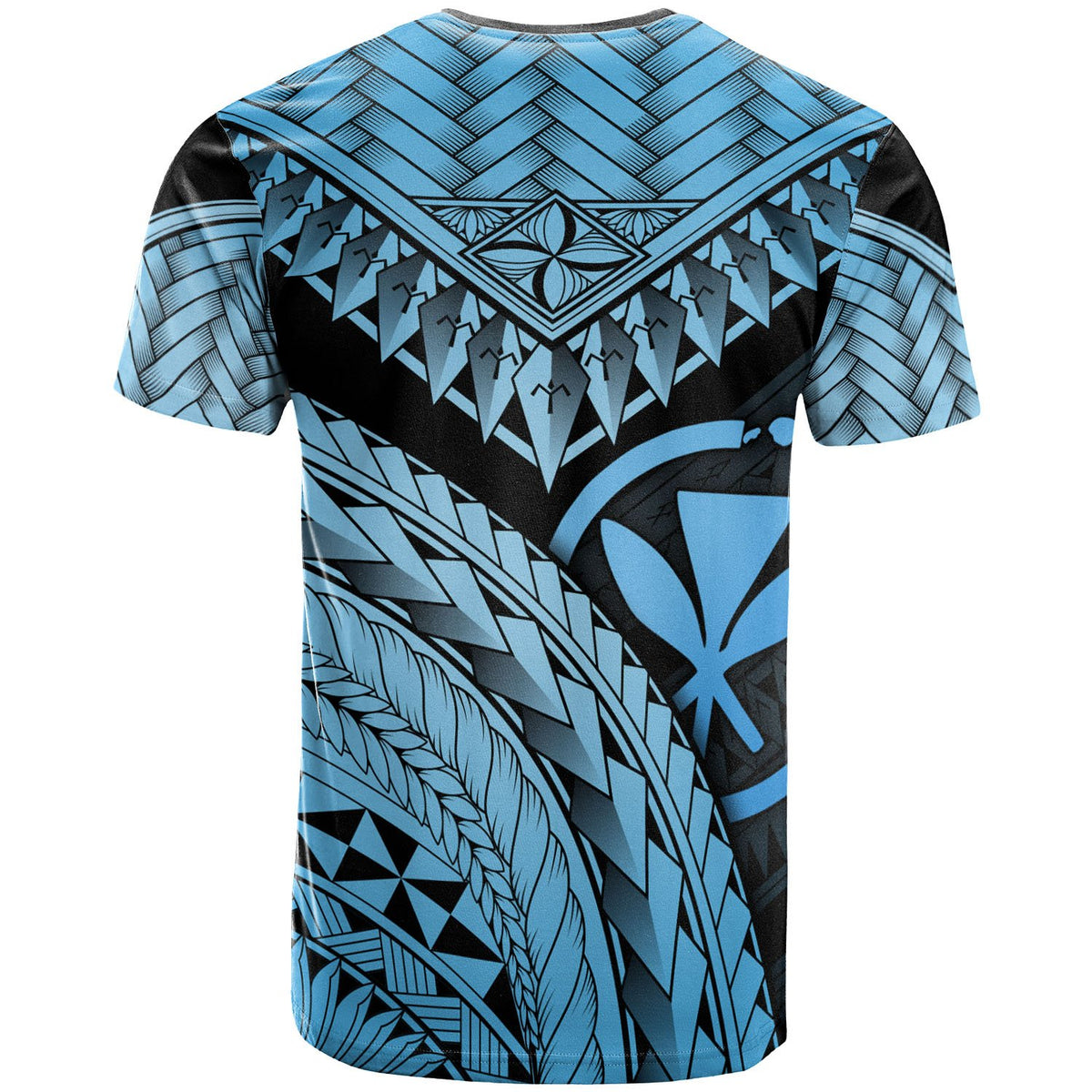 Hawaii Custom T Shirt Blue Polynesian Necklace and Lauhala - Polynesian Pride