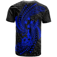 Chuuk Micronesian T Shirt Blue Spiral Pattern Hibiscus - Polynesian Pride