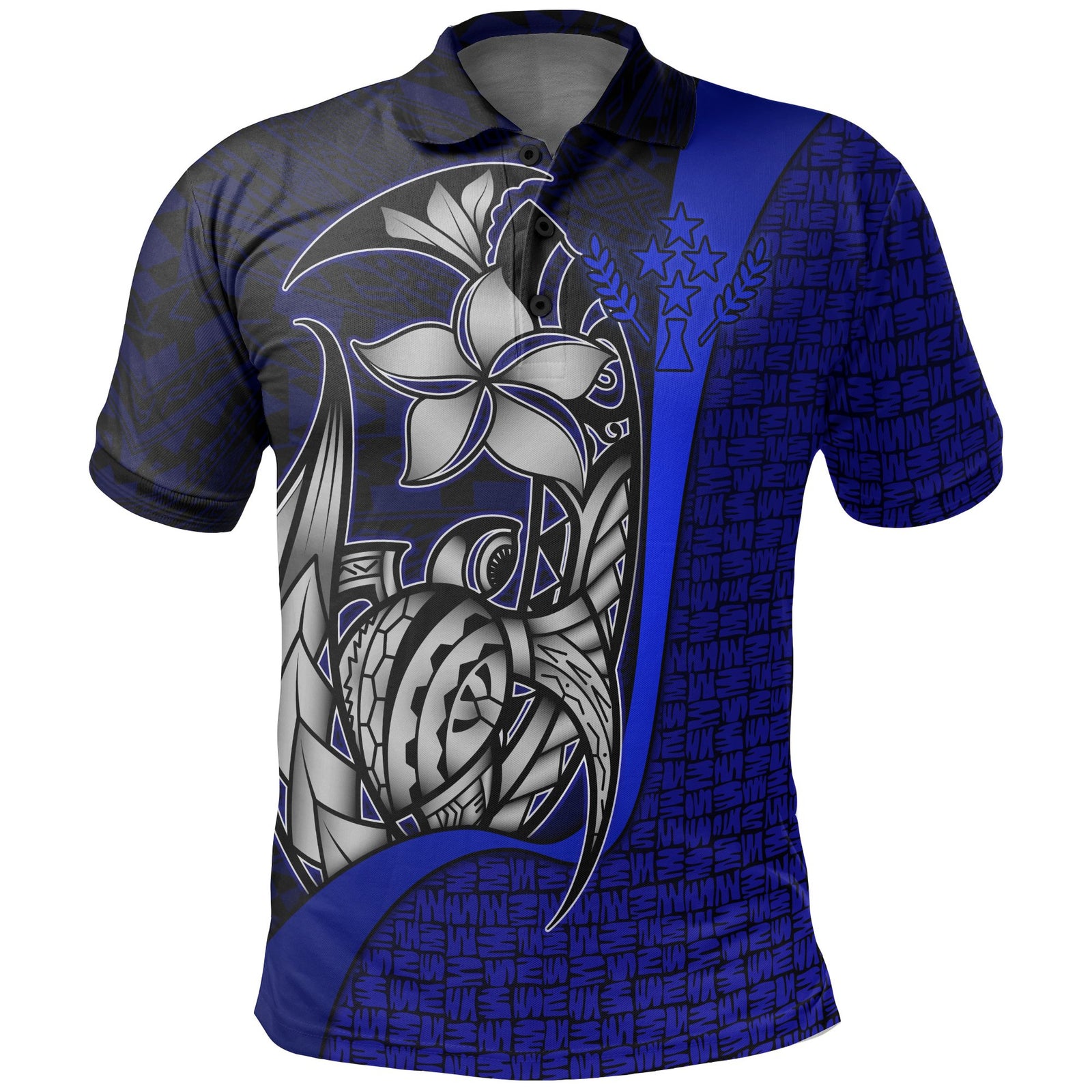 Kosrae Micronesian Polo Shirt Blue Turtle with Hook Unisex BLUE - Polynesian Pride