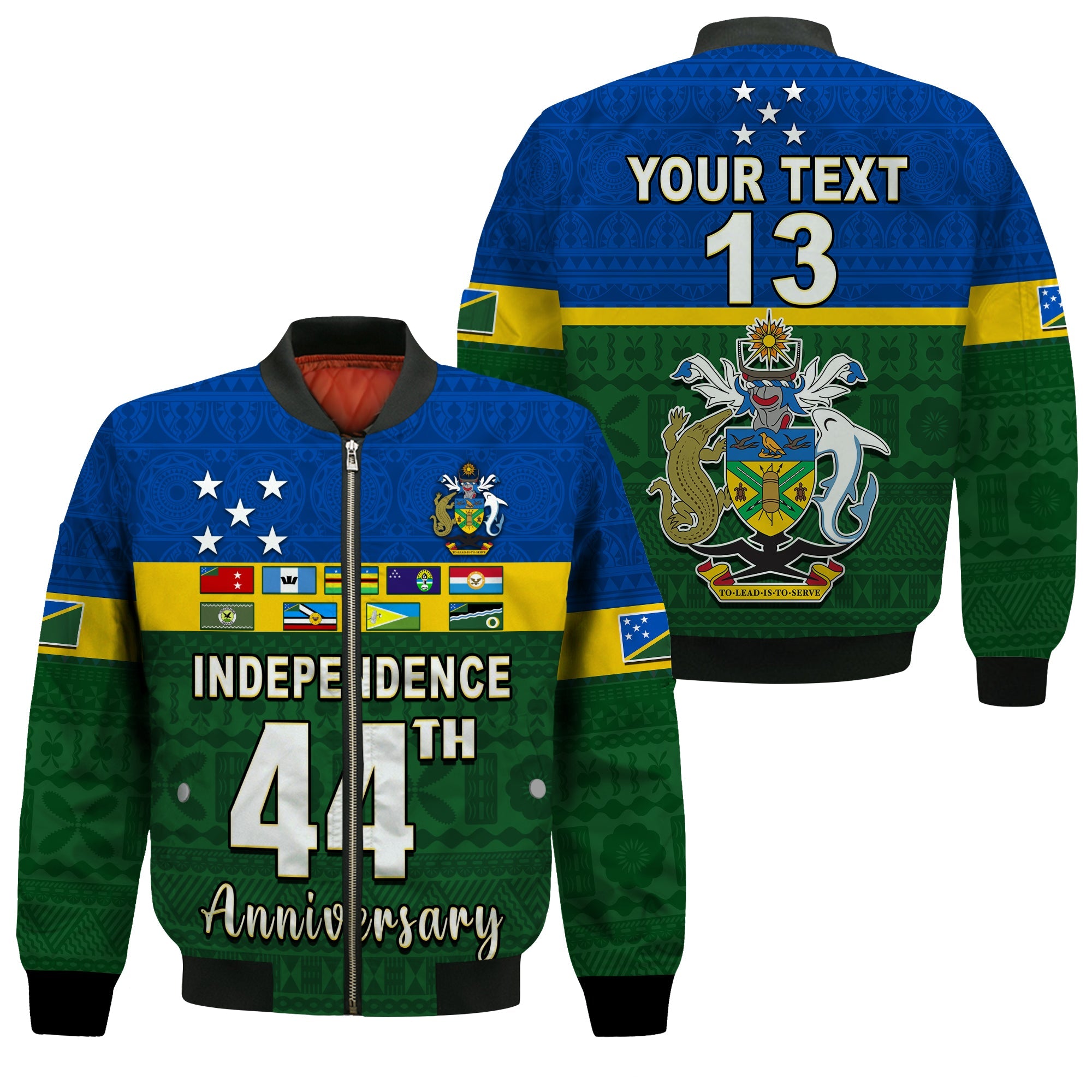 (Custom Text and Number) Solomon Islands National Day Bomber Jacket Independence Day Tapa Pattern LT13 Unisex Green - Polynesian Pride
