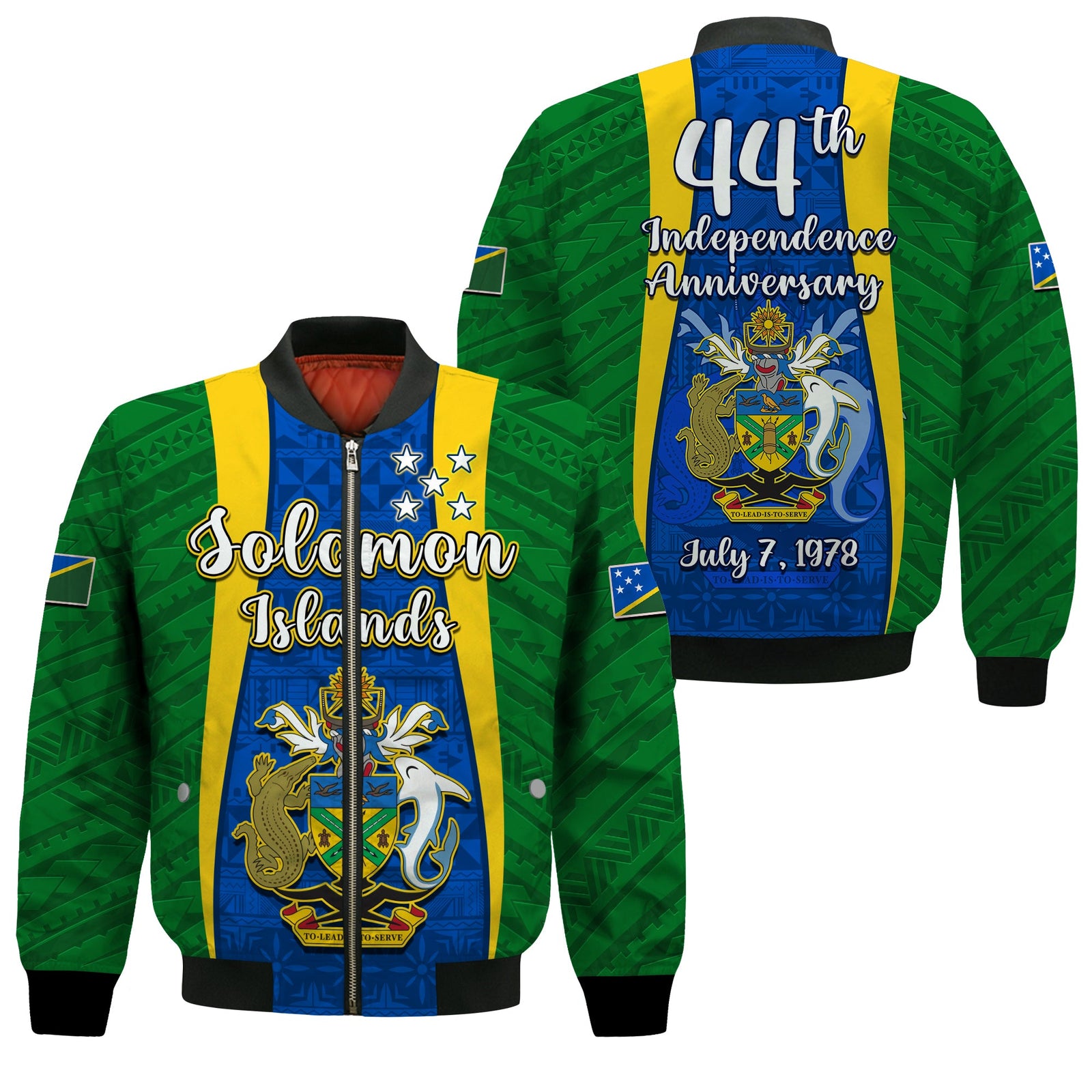 Solomon Islands Day Bomber Jacket 44 Years Independence Anniversary LT13 Unisex Green - Polynesian Pride
