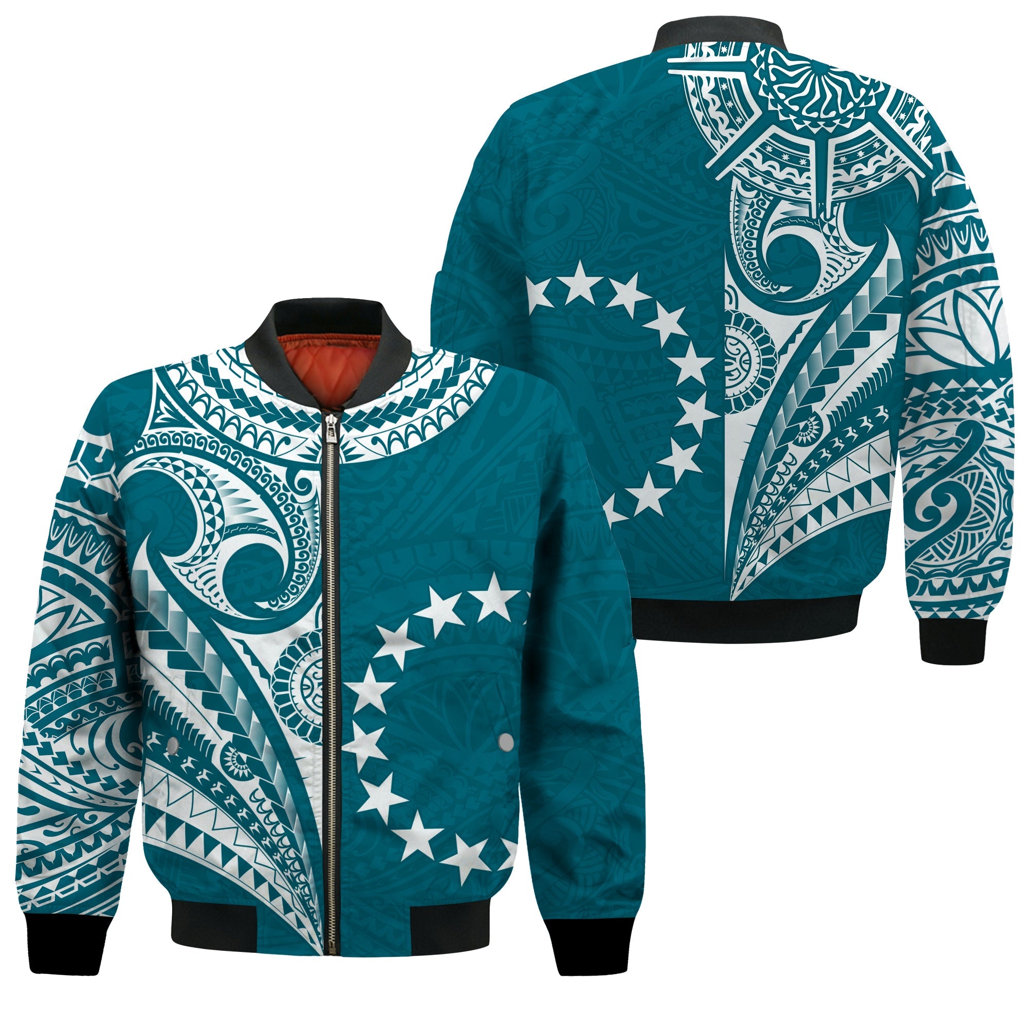 Cook Islands Tatau Bomber Jacket Symbolize Passion Stars Version Blue LT13 Unisex Blue - Polynesian Pride