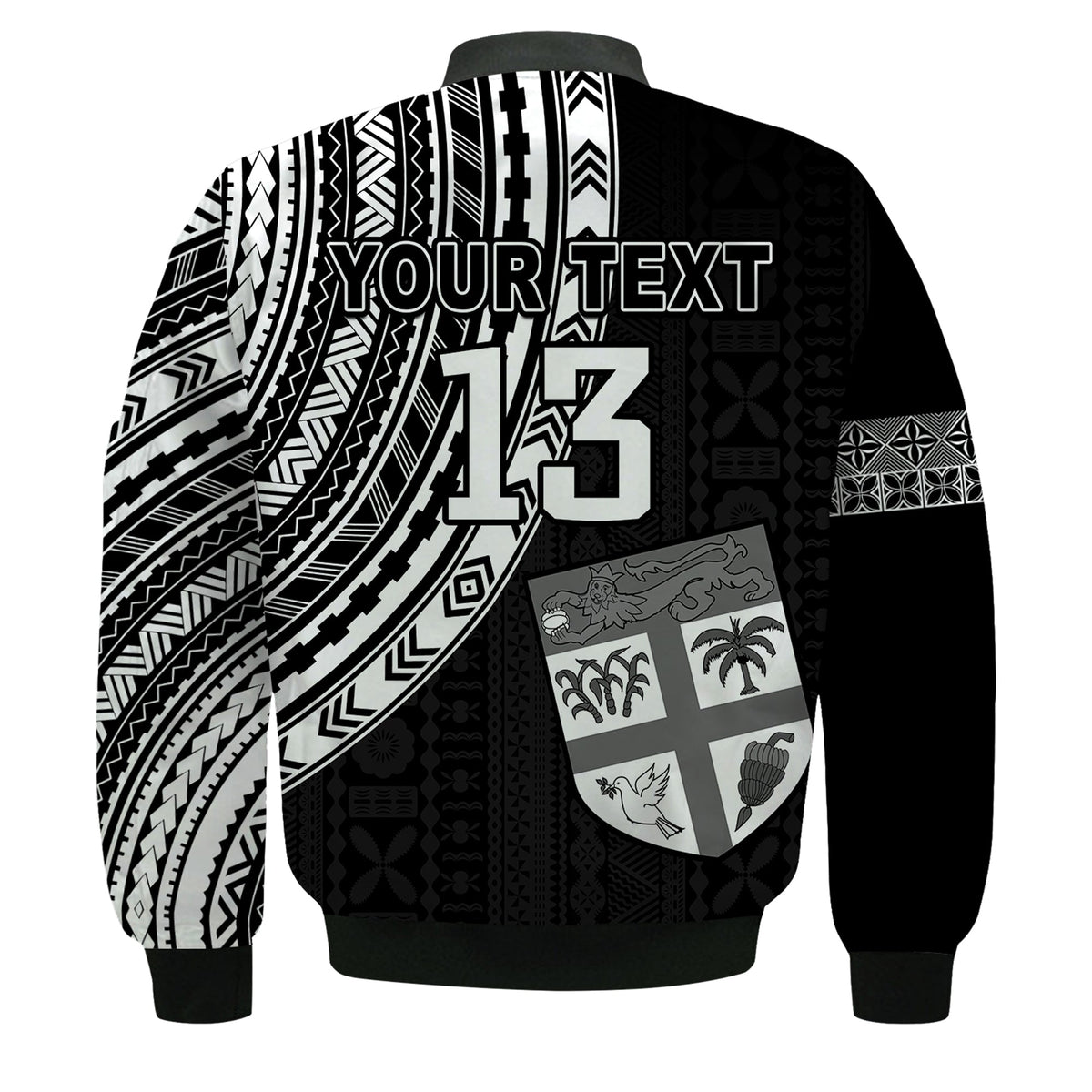(Custom Text and Number) Fiji Rugby Sevens Bomber Jacket Fijian 7s Tapa Polynesian LT13 - Polynesian Pride
