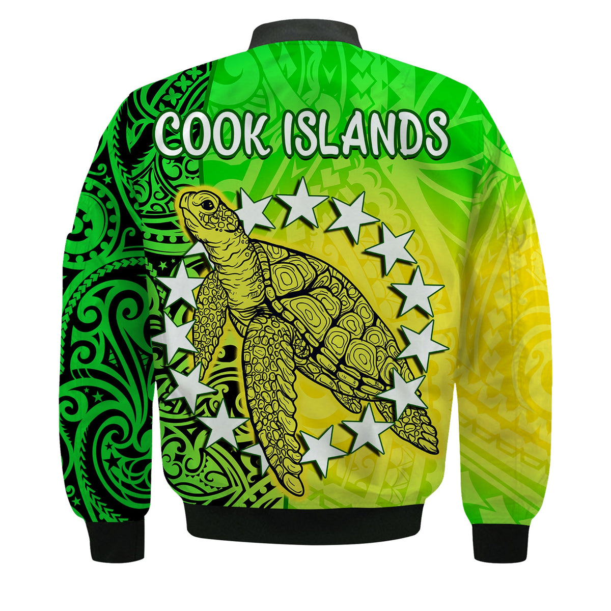 Cook Islands Bomber Jacket Cook Islands Coat Of Arms Turtle Polynesian LT14 - Polynesian Pride