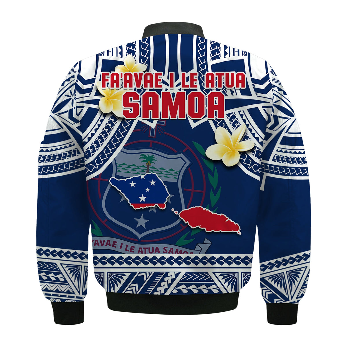 Samoa Bomber Jacket Samoan Plumeria Flowers Mix Polynesian Pattern LT14 - Polynesian Pride