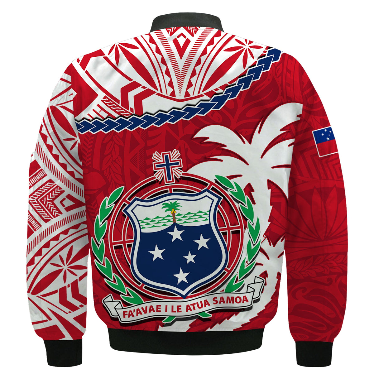 Samoa Bomber Jacket Samoan Coat Of Arms With Coconut Red Style LT14 - Polynesian Pride