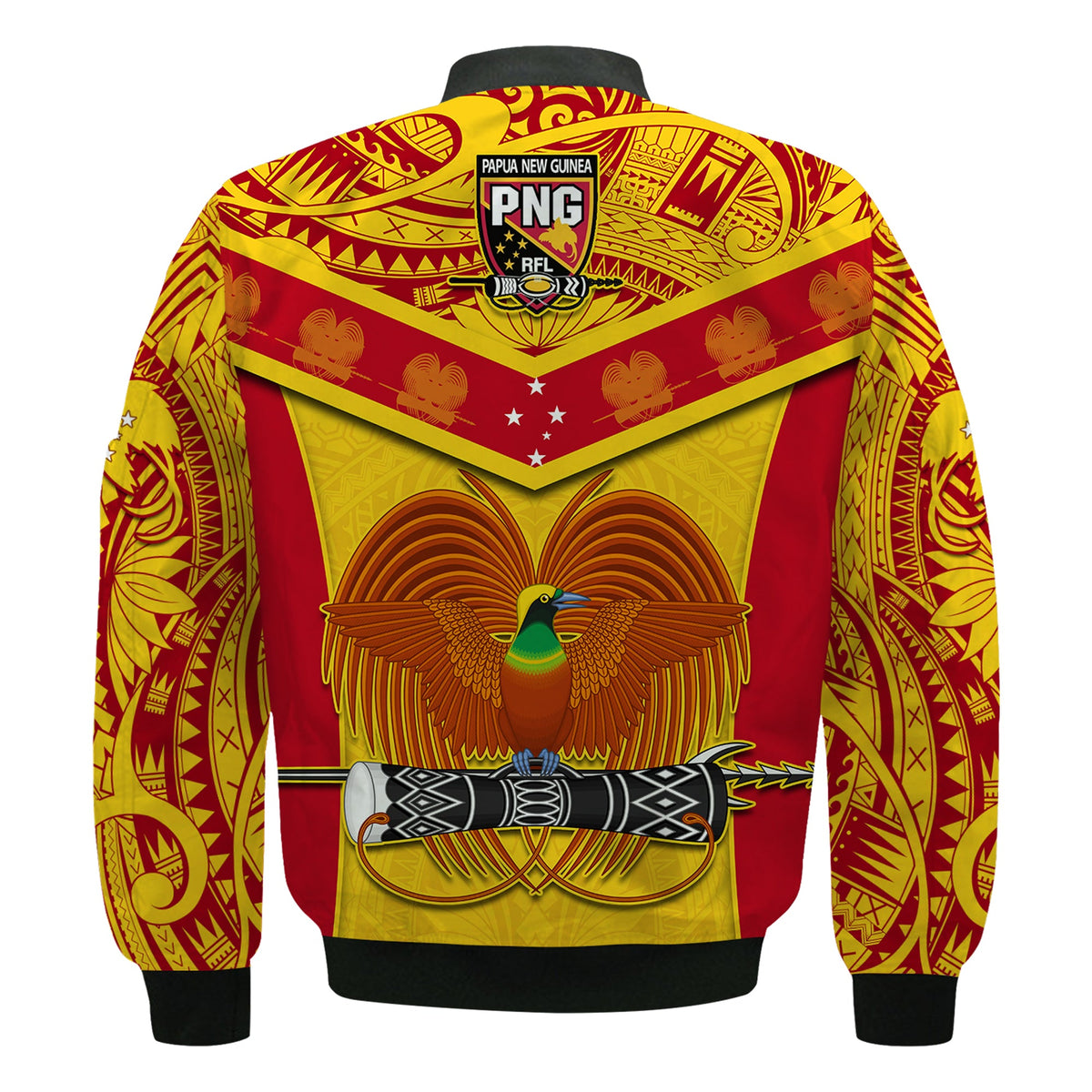 Papua New Guinea Rugby Bomber Jacket PNG Kumuls Bird Of Paradise Yellow LT14 - Polynesian Pride