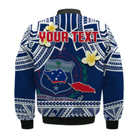 (Custom Personalised) Samoa Bomber Jacket Samoan Plumeria Flowers Mix Polynesian Pattern LT14 - Polynesian Pride