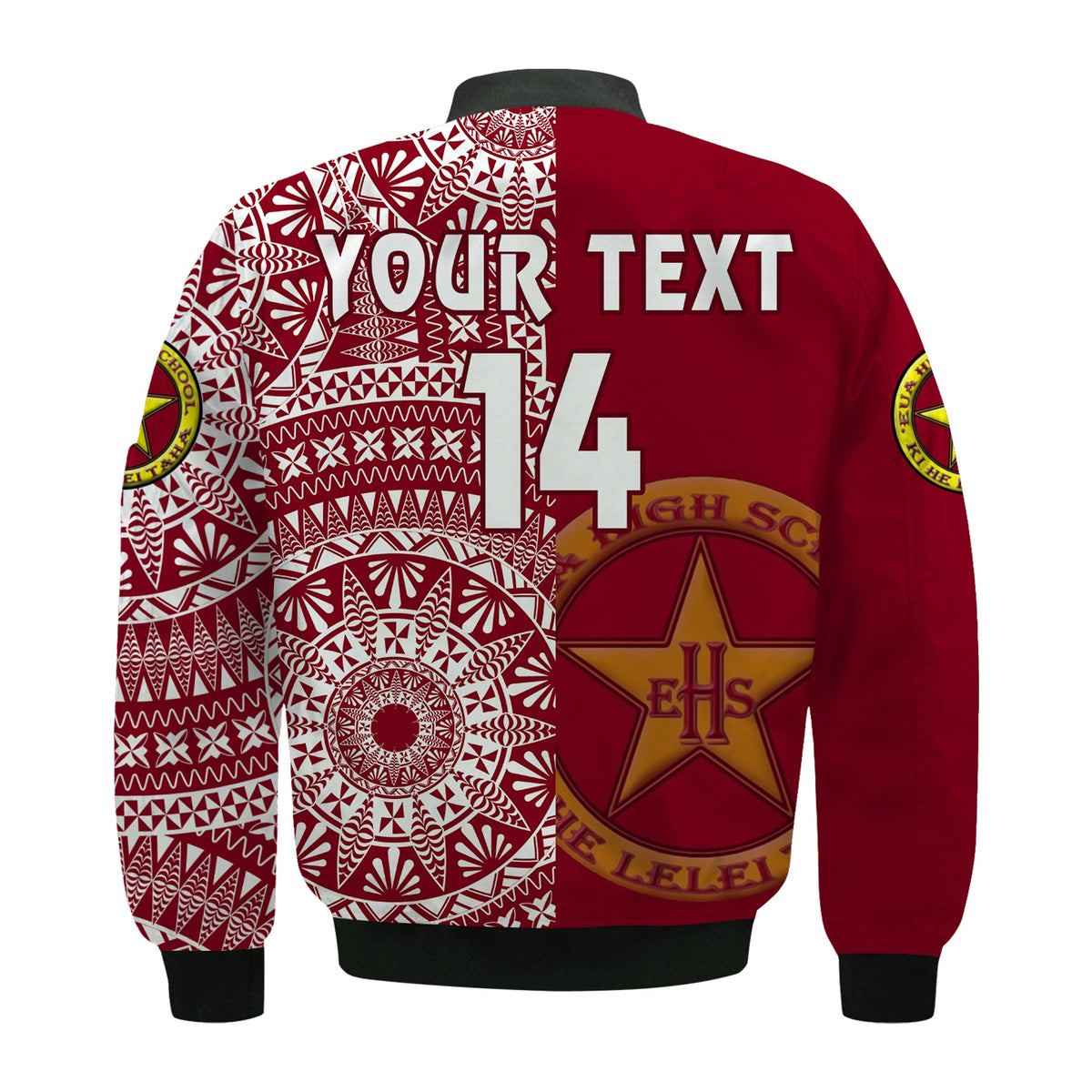 (Custom Text And Number) Tonga Eua High School Bomber Jacket Class Of Year Tongan Ngatu Pattern LT14 - Polynesian Pride