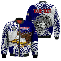 (Custom Personalised) American Samoa Independence Day Bomber Jacket Polynesian Special Version LT14 Unisex Blue - Polynesian Pride