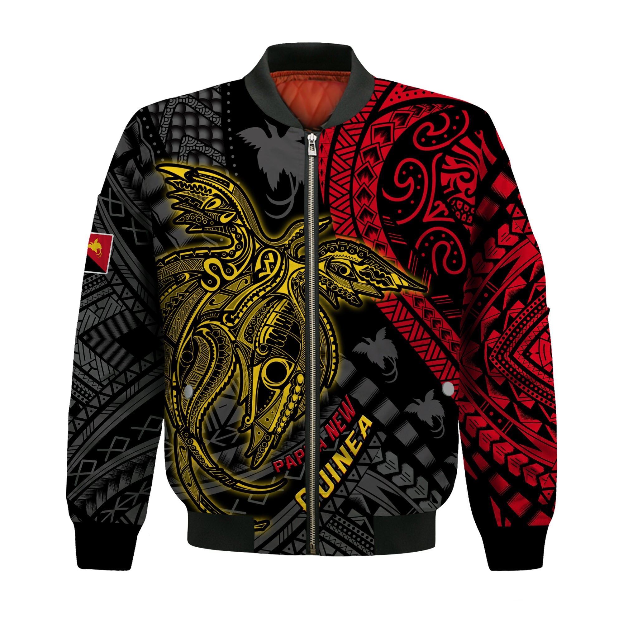 Papua New Guinea Bomber Jacket Raggiana Birds Of Paradise Happy 47th Independence Day LT13 Unisex Black - Polynesian Pride