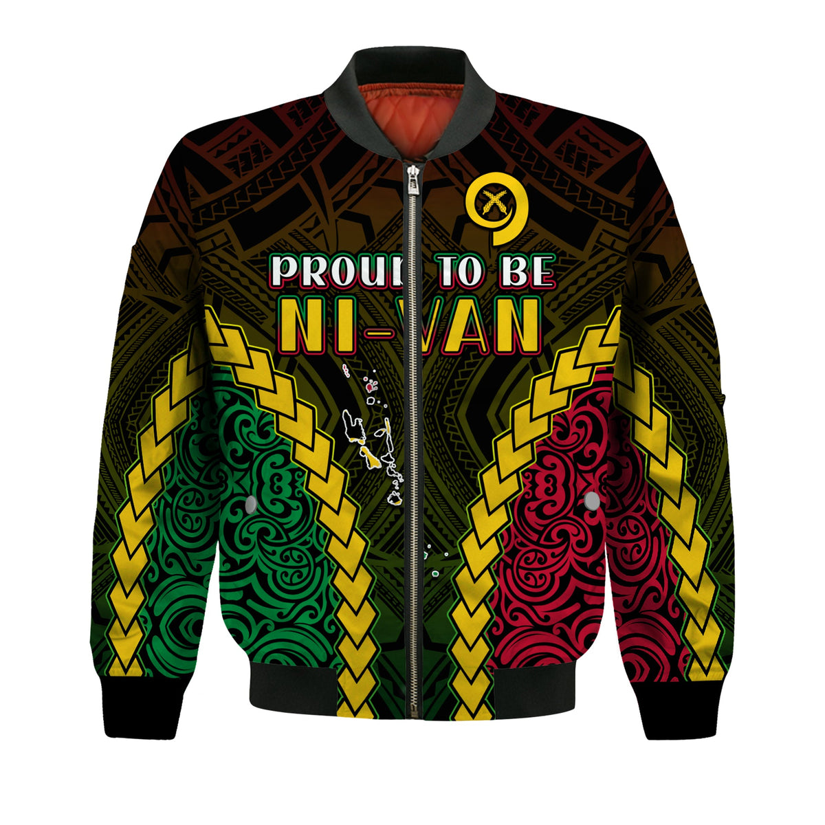 (Custom Text and Number) Vanuatu Indigenous Bomber Jacket Proud To Be Ni - Vanuatu Polynesian Pattern LT13 - Polynesian Pride