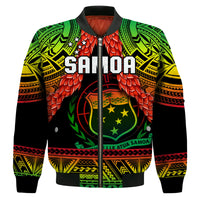 (Custom Text And Number) Samoa Rugby Bomber Jacket Teuila Torch Ginger Gradient Style LT14 - Polynesian Pride