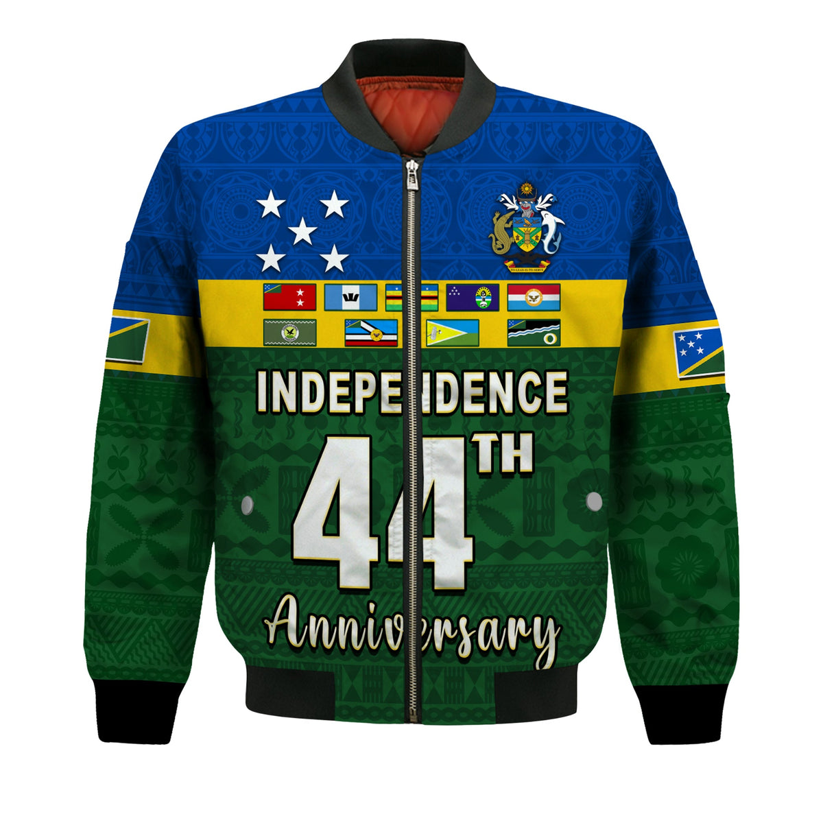 (Custom Text and Number) Solomon Islands National Day Bomber Jacket Independence Day Tapa Pattern LT13 - Polynesian Pride