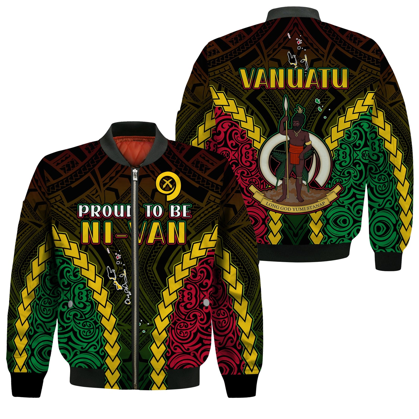 Vanuatu Indigenous Bomber Jacket Proud To Be Ni - Vanuatu Polynesian Pattern LT13 Unisex Black - Polynesian Pride