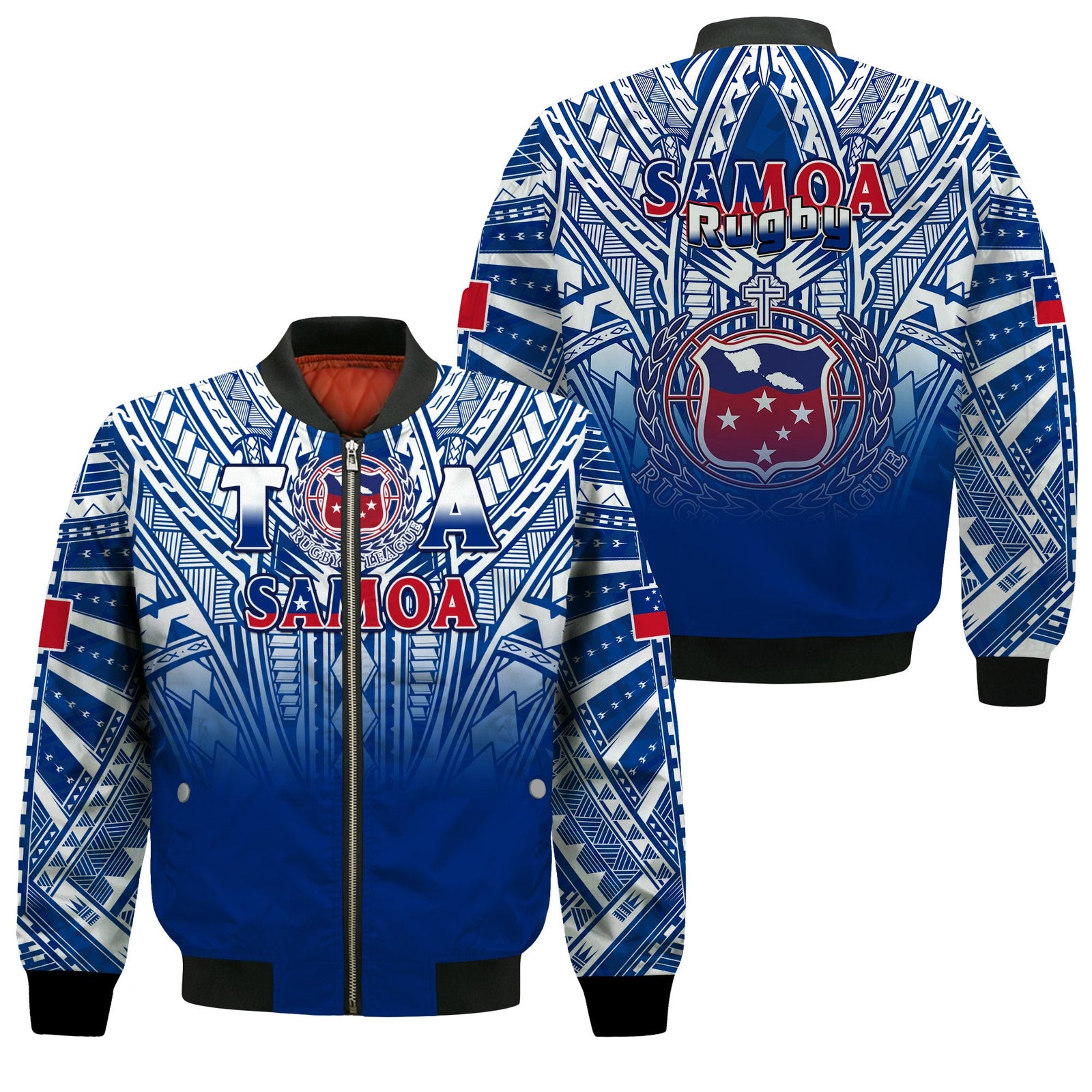 Samoa Rugby Bomber Jacket Toa Samoa Polynesian Pacific White Version LT14 Unisex White - Polynesian Pride