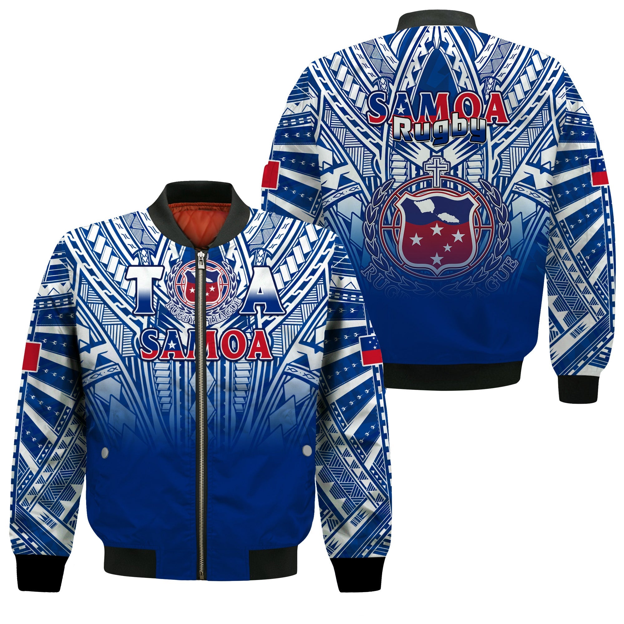 Samoa Rugby Bomber Jacket Toa Samoa Polynesian Pacific White Version LT14 Unisex White - Polynesian Pride