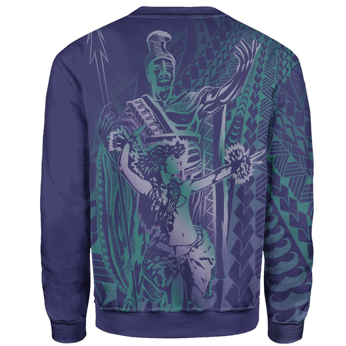 Hawaii Sweatshirt - King Of Hawaii With Hawaiian Girls Purple Version - Polynesian Pride