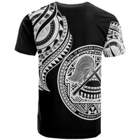 American Samoa T Shirt American Samoan Tatau White Patterns With Coat of Arms - Polynesian Pride