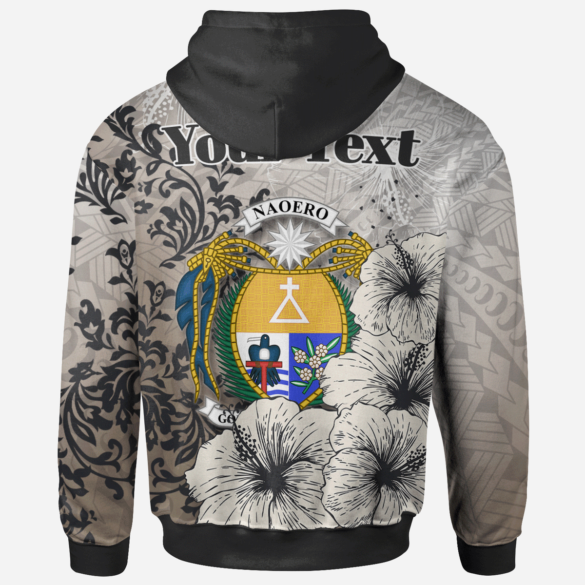 Nauru Hoodie Custom Vintage Luxury Floral Style - Polynesian Pride