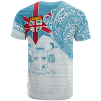 Fiji Polynesian T Shirt Fijian Flag with Coat of Arms - Polynesian Pride