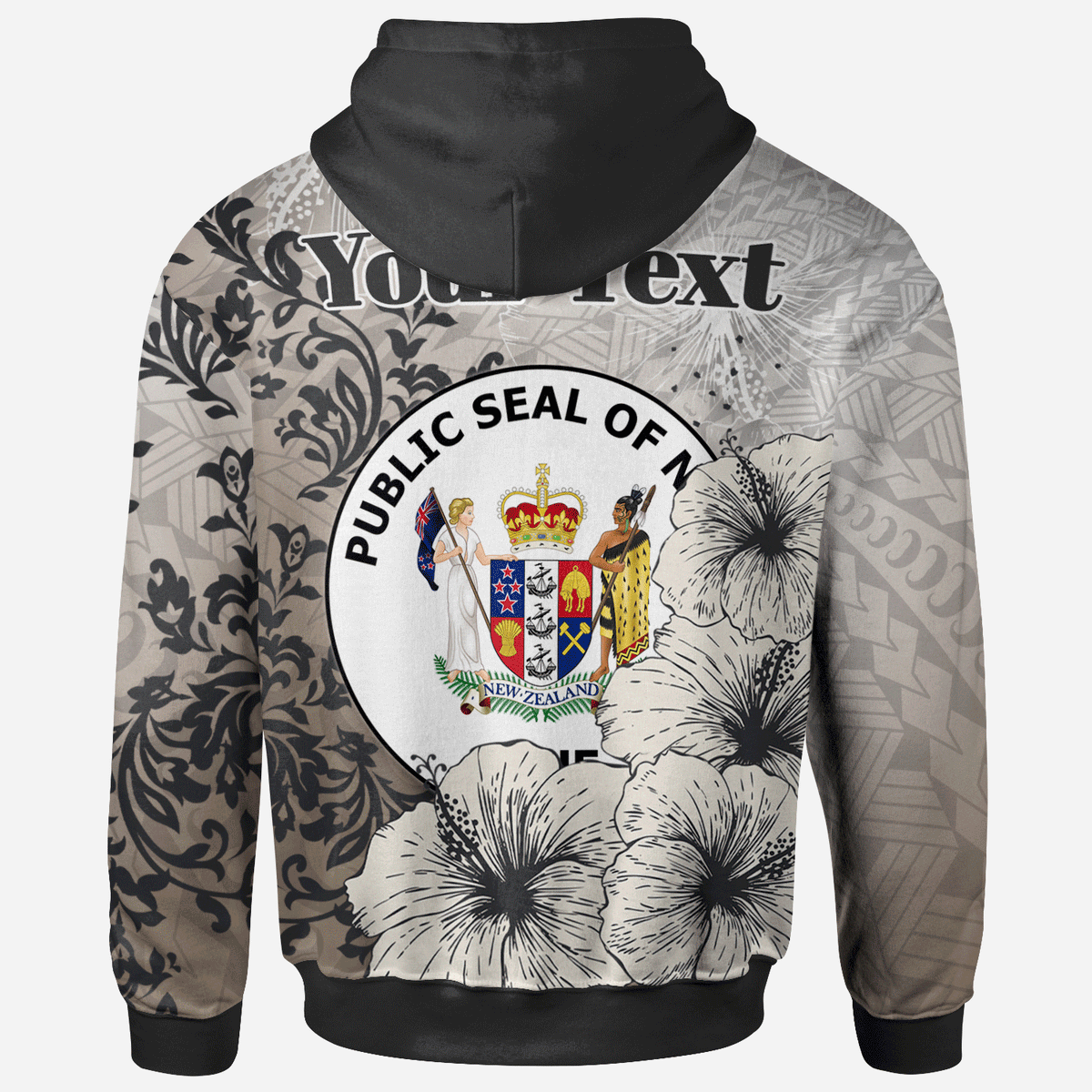 Niue Zip Hoodie Custom Vintage Luxury Floral Style - Polynesian Pride