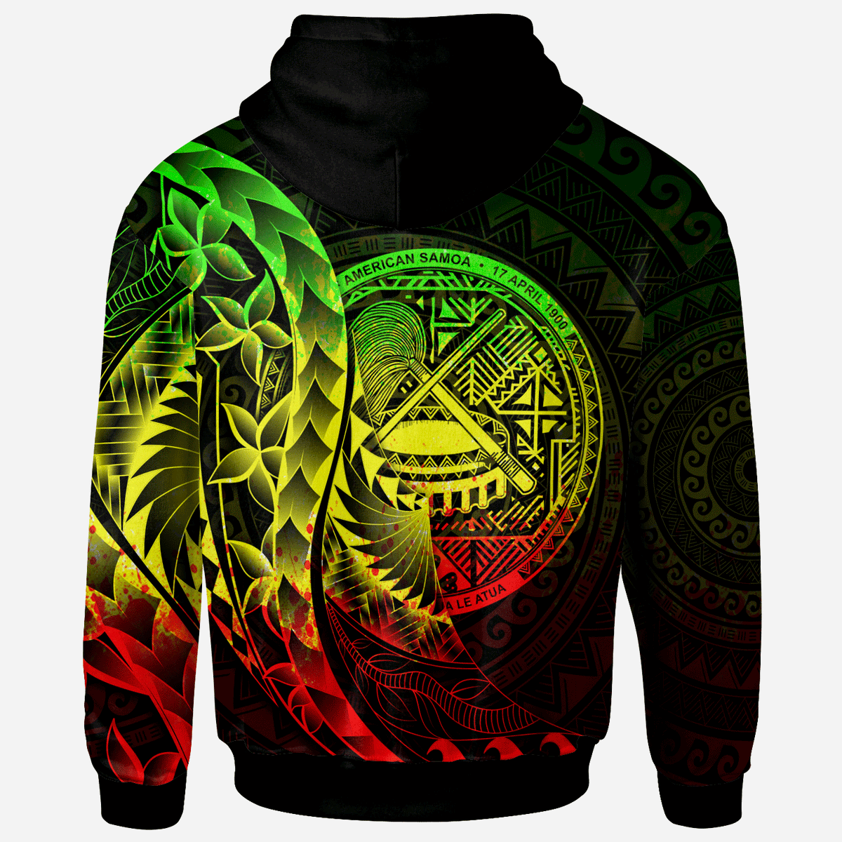 American Samoa Hoodie Custom Polynesian Pattern Style Reggae Color - Polynesian Pride