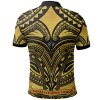 Samoa All Over Polo Shirt American Samoa Coat Of Arms Golden - Polynesian Pride