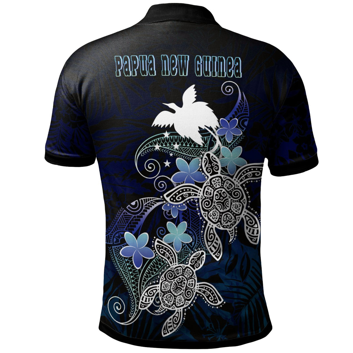 Papua New Guinea Polynesian Polo Shirt Blue Turtle Couple - Polynesian Pride