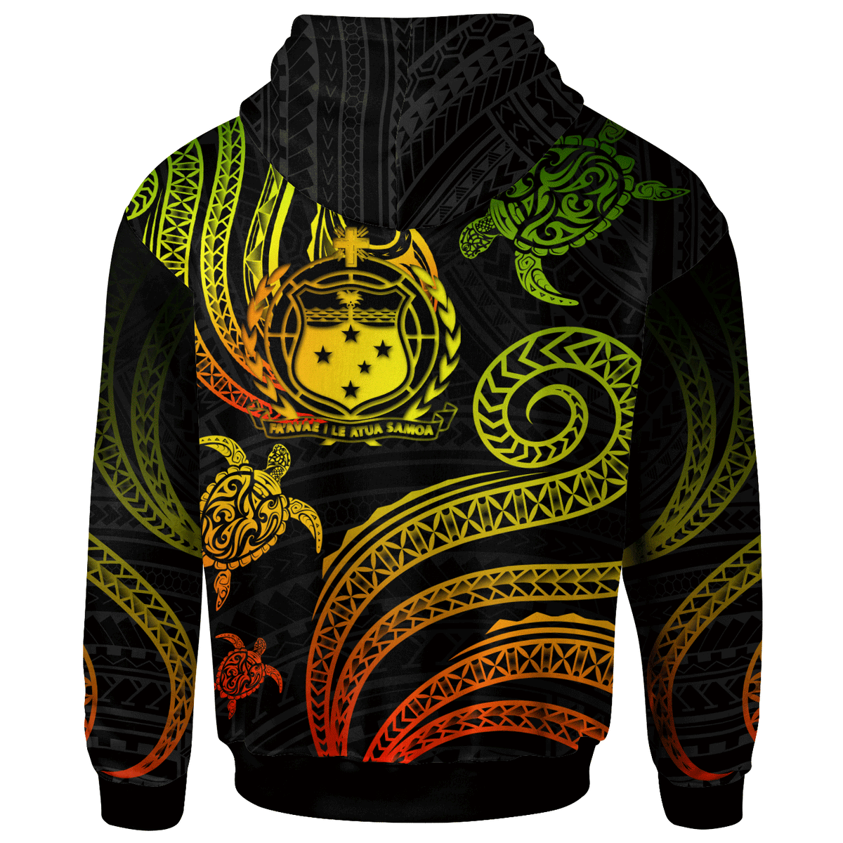 Samoa Custom Zip Hoodie Polynesian Turtle With Pattern Reggae - Polynesian Pride