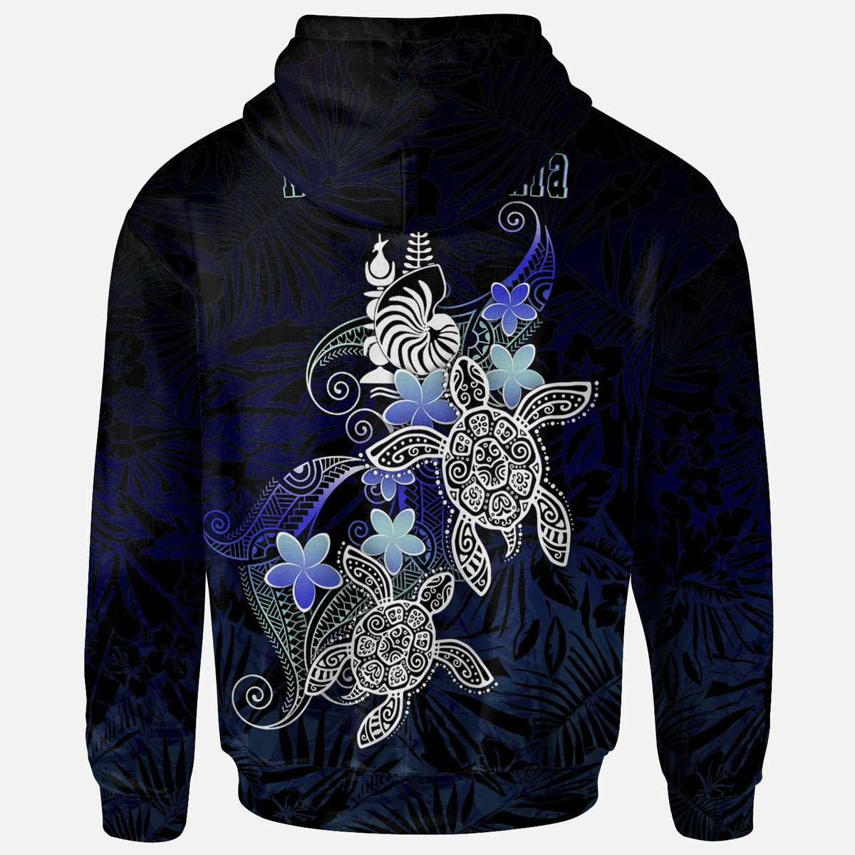 New Caledonia Polynesian Zip up Hoodie Blue Turtle Couple - Polynesian Pride
