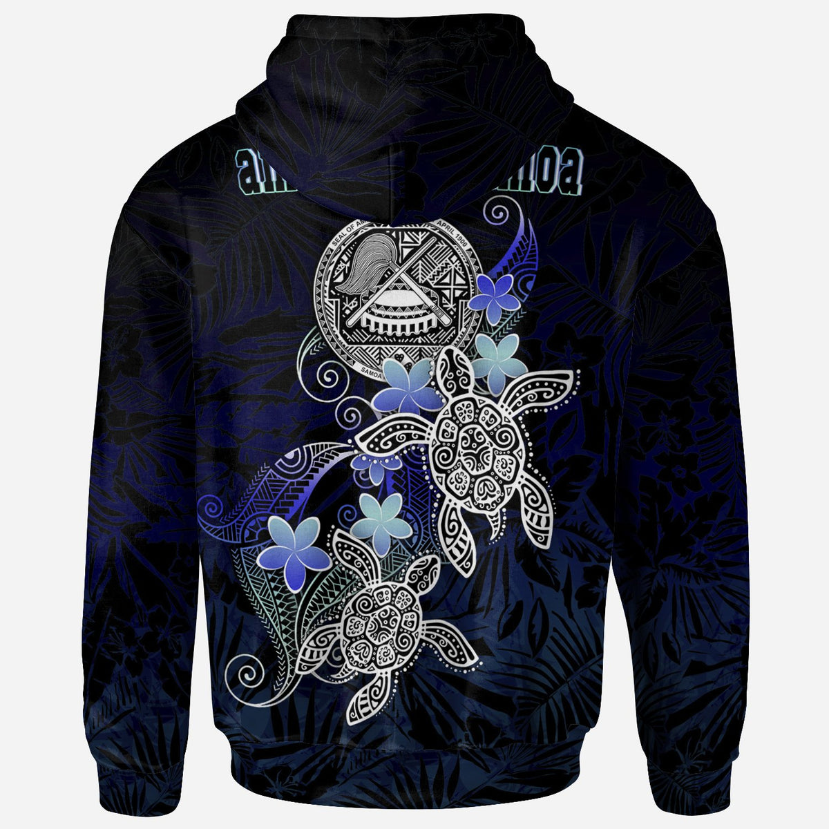 American Samoa Polynesian Zip up Hoodie Blue Turtle Couple - Polynesian Pride