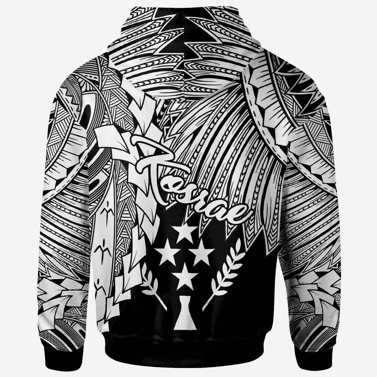Kosrae Polynesian Custom Zip up Hoodie Tribal Wave Tattoo White - Polynesian Pride