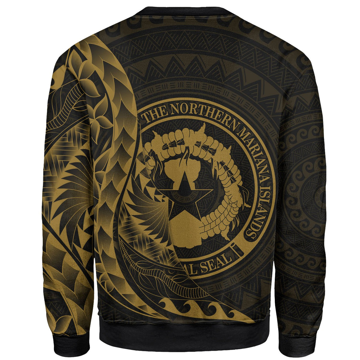 Northern Mariana Islands Sweatshirt - Polynesian Pattern Style Gold Color - Polynesian Pride