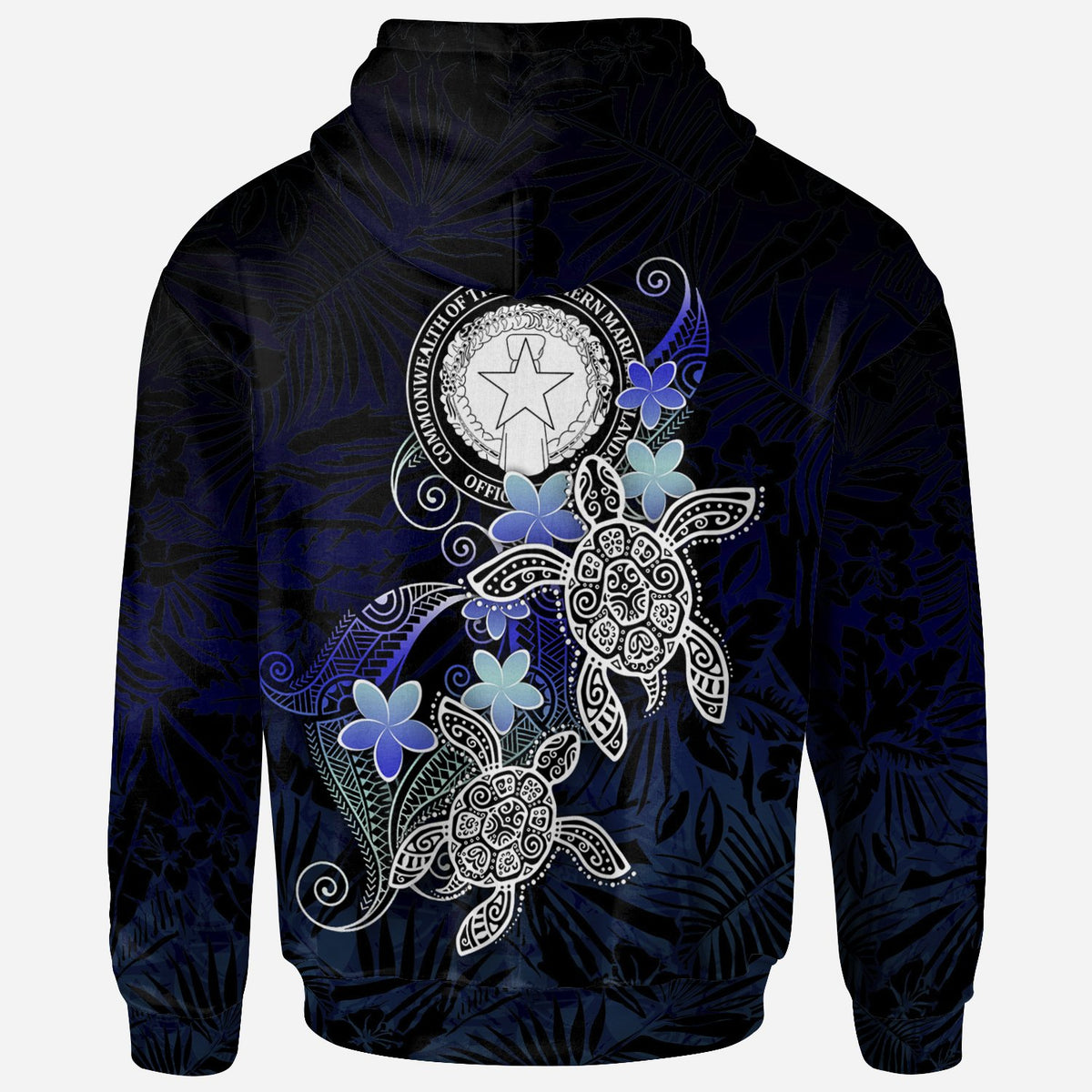 CNMI Polynesian Hoodie Blue Turtle Couple - Polynesian Pride