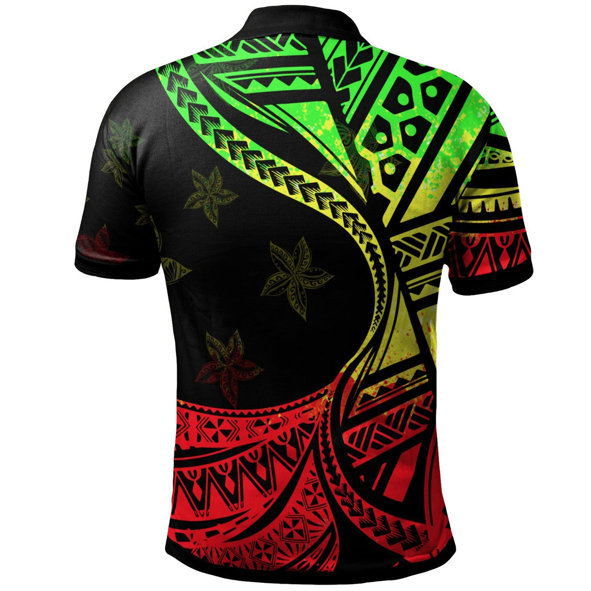 Chuuk Polo Shirt Plumeria Flowers Reggae Version - Polynesian Pride