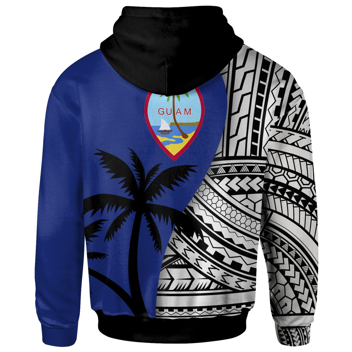 Guam Hoodie Coat of Arm and Polynesian Patterns - Polynesian Pride