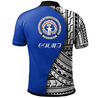 Northern Mariana Islands Polo Shirt Coat Of Arm and Polynesian Patterns - Polynesian Pride