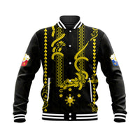 (Custom Personalised) Philippines Baseball Jacket Pechera With Side Barong Patterns LT9 Unisex Black - Polynesian Pride