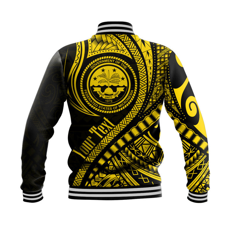 (Custom Personalised) Federated States of Micronesia Independence Day Baseball Jacket Gold Polynesian Wave Style LT9 - Polynesian Pride