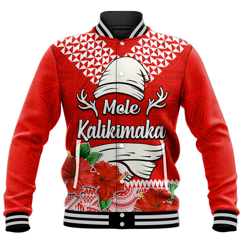 Hawaii Hibiscus Flower Mele Kalikimaka Baseball Jacket LT9 Unisex Red - Polynesian Pride