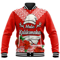 Hawaii Hibiscus Flower Mele Kalikimaka Baseball Jacket LT9 Unisex Red - Polynesian Pride