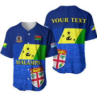 (Custom Personalised) Malampa Fiji Day Baseball Jersey Vanuatu Proud LT13 Unisex Blue - Polynesian Pride