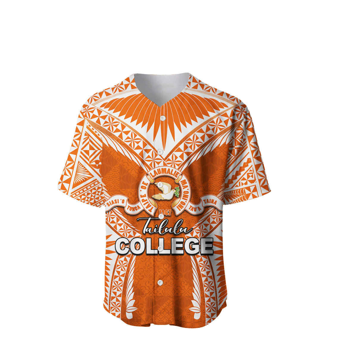 (Custom Personalised)Tailulu College Baseball Jersey Orange Style LT6 - Polynesian Pride